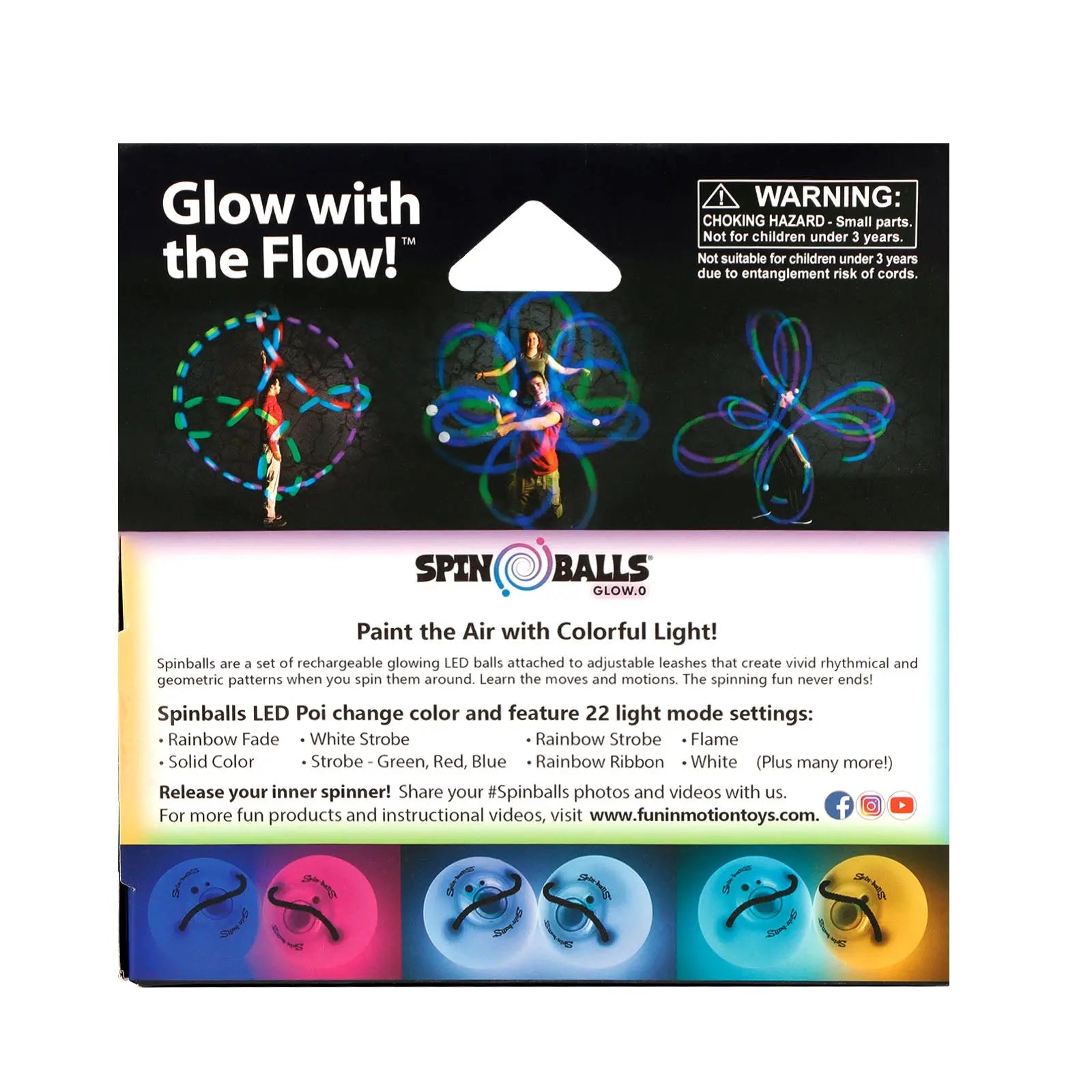 Spinballs Glow. 0 LED Rechargeable Poi Set P7