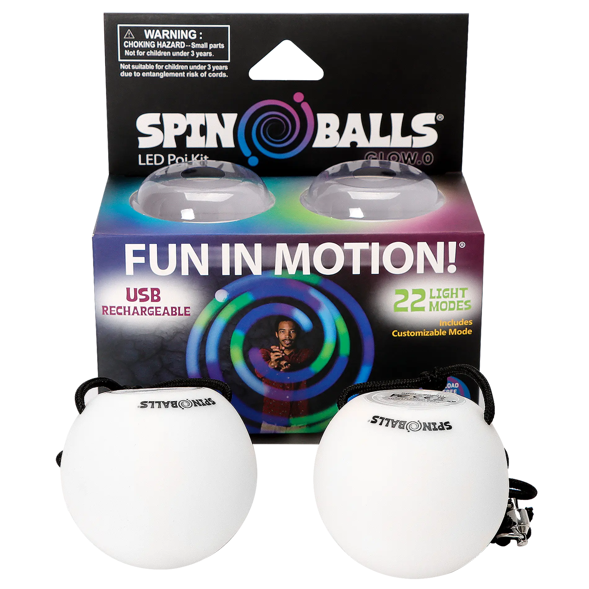 Spinballs Glow. 0 LED Rechargeable Poi Set P7