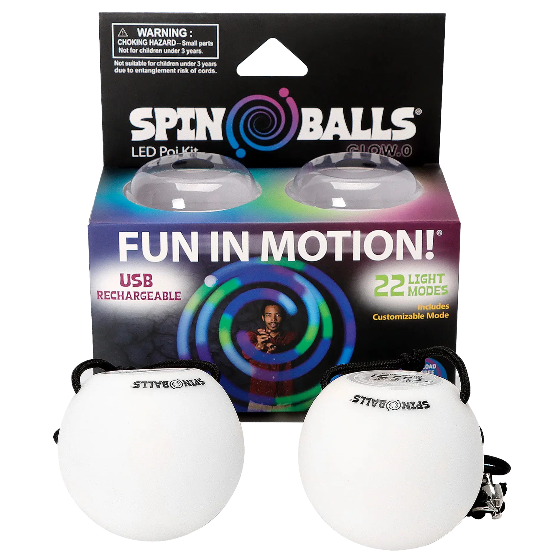 Spinballs Glow. 0 LED Rechargeable Poi Set P7